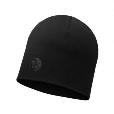 Buff tjockt merinoull vanligt hatt Black B