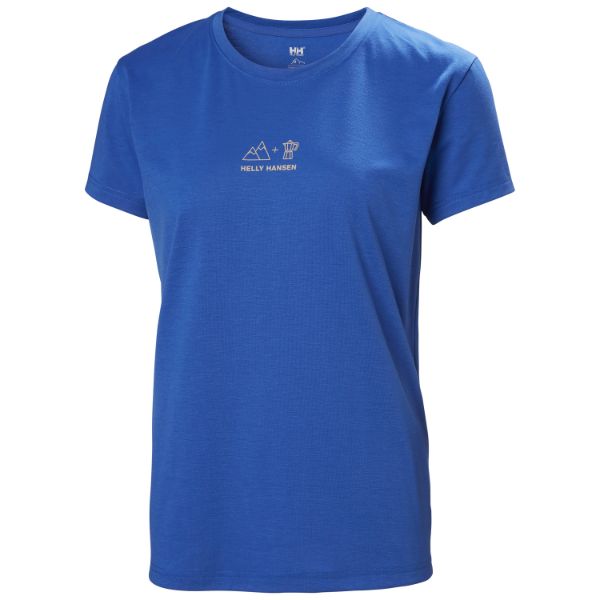 Helly Hansen Women's Skog Recycled Graphic T-Shirt i blå med beige print på fronten