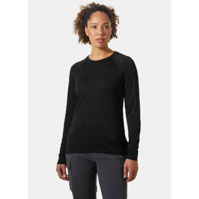 Helly Hansen Women’s HH® Durawool Crew Langærmet base layer top fremstillet med ZQ-certificeret Merino uld og Cordura® der sikrer fugtabsorberende og temperaturregulerende egenskaber i sort