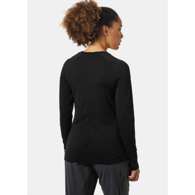 Helly Hansen Women’s HH® Durawool Crew Langærmet base layer top fremstillet med ZQ-certificeret Merino uld og Cordura® der sikrer fugtabsorberende og temperaturregulerende egenskaber i sort