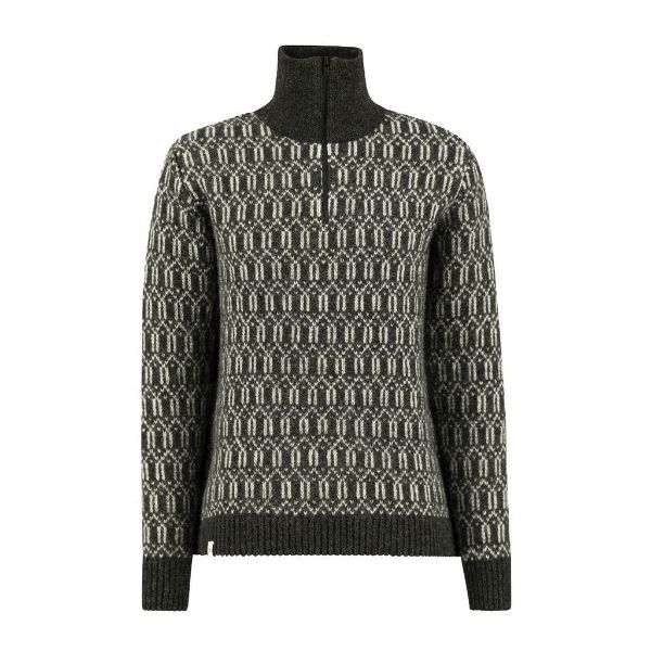 Ulvang Echo half zip sweater - Charcoal Melange/Off White