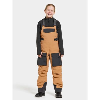 Didriksons Fosfat Kids' Bib Pants med justerbare seler, snefang og reflekterende logo – ideelle til snelege og skiture