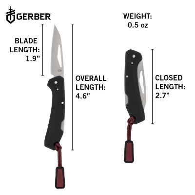 Gerber LST MINI 4L  - Drop Point -  Plain Edge - Black/Satin Wash